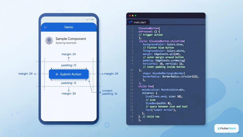How to Set Margin Inside Elevated Button in Flutter