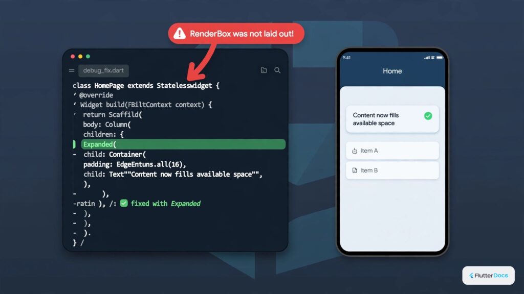 [Solved] RenderBox was not laid out Error in Flutter
