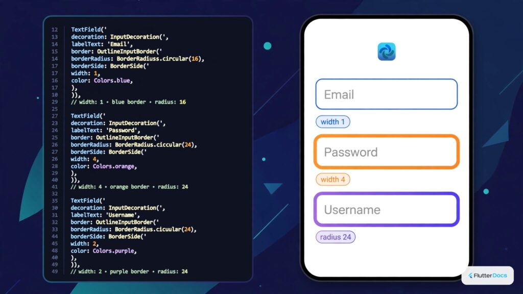 How to Change TextField Border Width, Radius and Border Color in Flutter